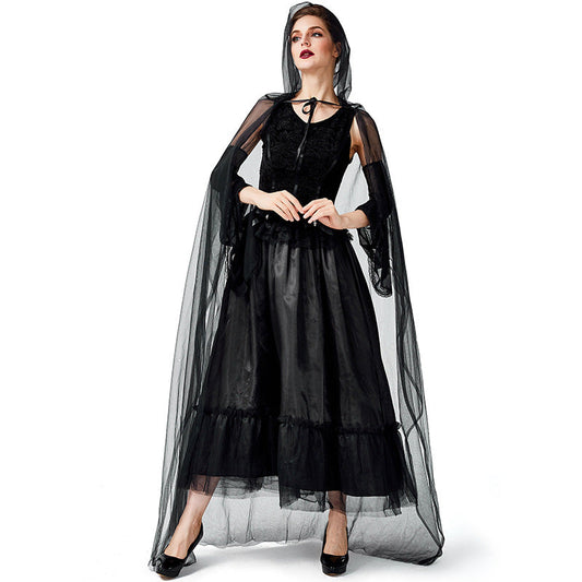 Cloak Vampire Mysterious Dark Witch Costume Halloween/Stage Performance/Party