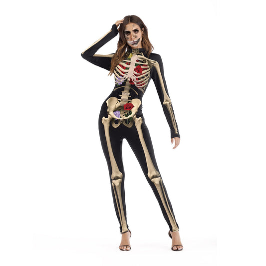 Adults Women Skeleton Jumpsuit Halloween Cosplay Costume
