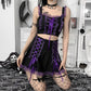 Gothic aesthetic purple lace ribbon skirt k0032