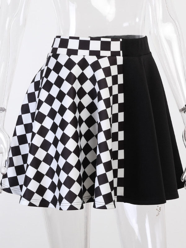 Square Patchwork Mini Skirt 