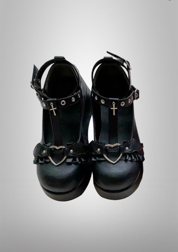 Kawaii Bowknot Dark Goth Punk Lolita Shoes 