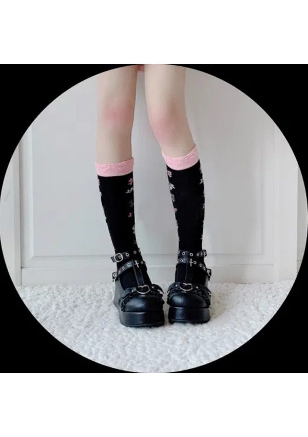 Kawaii Bowknot Dark Goth Punk Lolita Shoes 