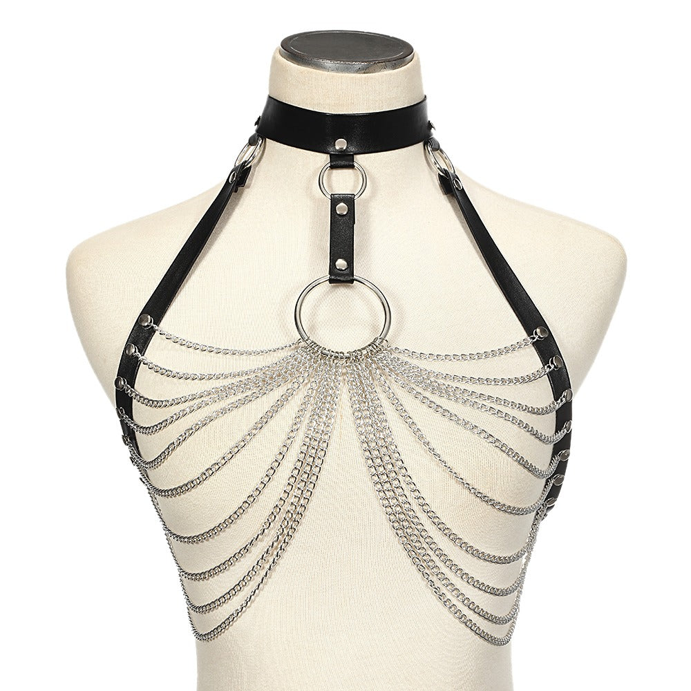 Chain bra top body harness / Chest chain belt / Witch Gothic jewelry accessories