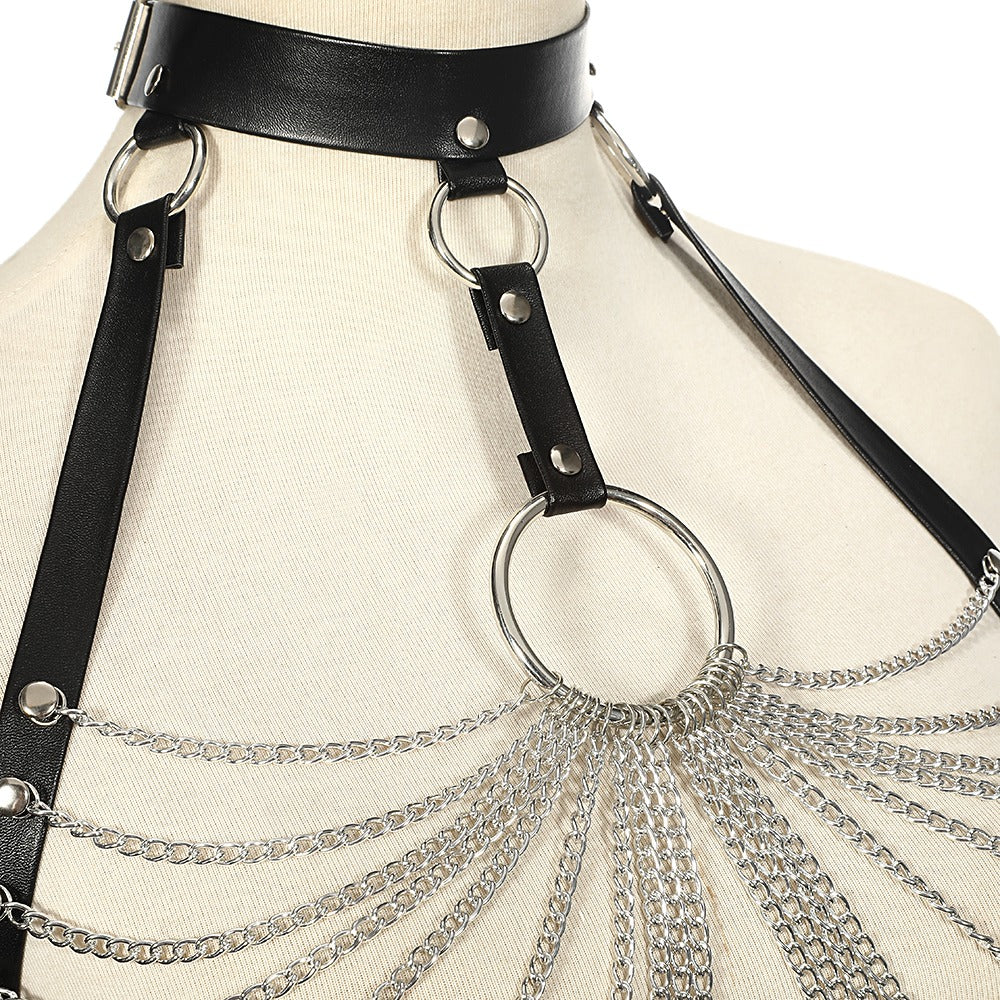 Chain bra top body harness / Chest chain belt / Witch Gothic jewelry accessories
