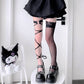 Alt girl punk goth ribbon garter stockings c0169