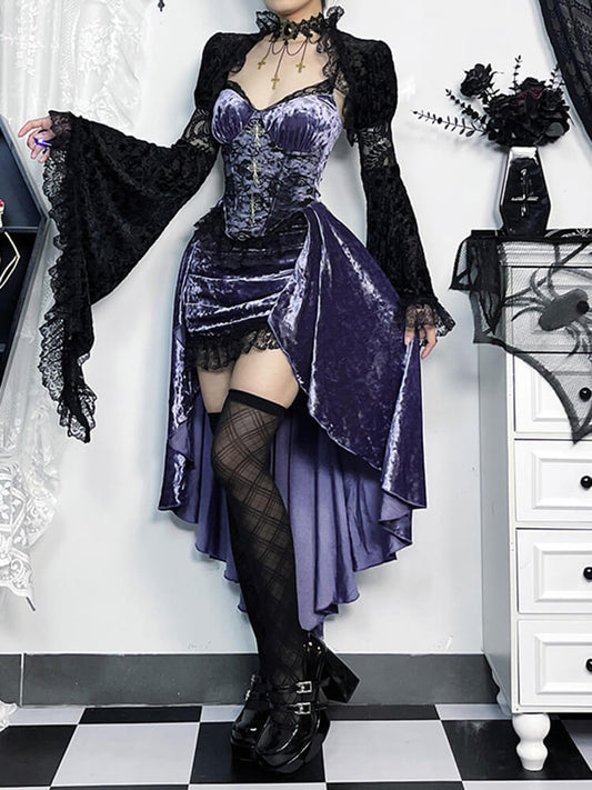 Goth purple trailing dress Goth dress