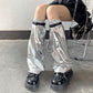 Silver Y2k leg warmers + leg bands c0110