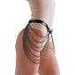Goth Leather Women Chain Belt / Black Waist Strap Body Chain / Adjustable Body Harness Belts