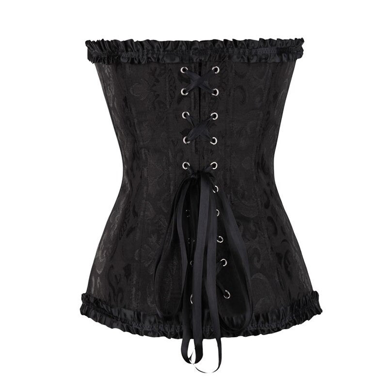 Lace-Up Gothic Corset / Floral Plus Size Corset For Women With Thong Outfit Waist