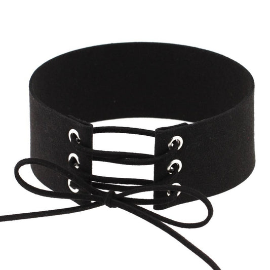 Lace-Up Velvet Choker In 11 Colors / Big Chunky Gothic Choker Necklace / Neck Jewelry