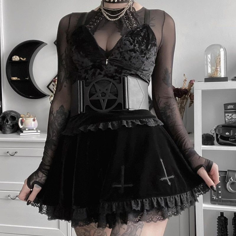 Witchy Clothing Goth Cross Vintage Skirt Gothic Clothing