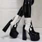Sexy Platform Ankle Boots For Women / Patent Faux Leather High Square Heel Shoes