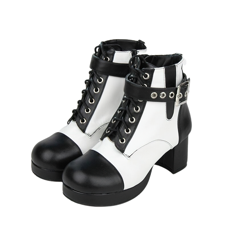 Stylish Women Ankle Boots Of Square Heel And Lace Up / Casual PU Leather Footwear