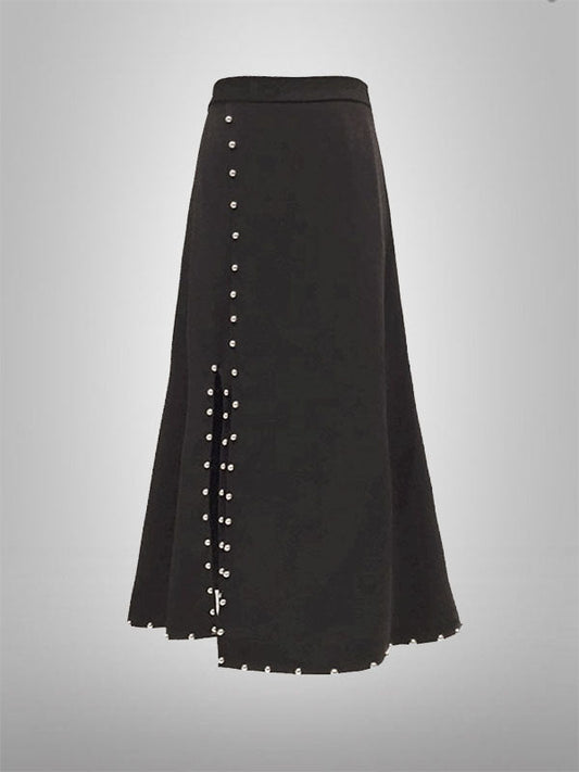 Rivet Split Design Long Skirt 