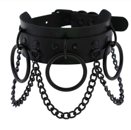 Women's Black Gothic Punk Choker Goth Chain Collar / Fashion Leather Accessories