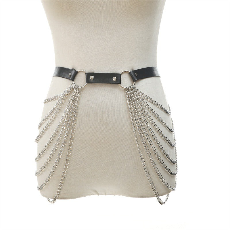 Women's Body Bra Harness With Chain In Gothic Style / Alternative Fashion Belt Chain Accessiores